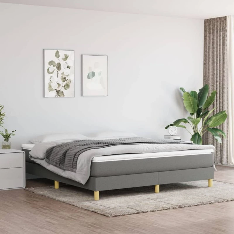 Boxspring sengeramme 160x200 cm stof mørkegrå