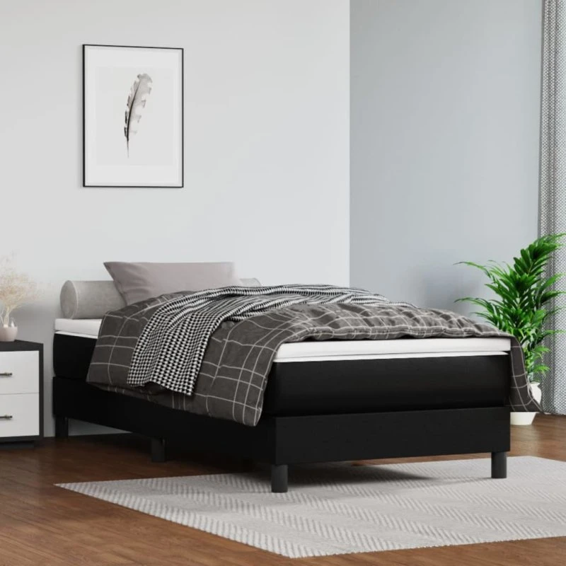 Boxspring sengeramme 90x200 cm - sort kunstlæder