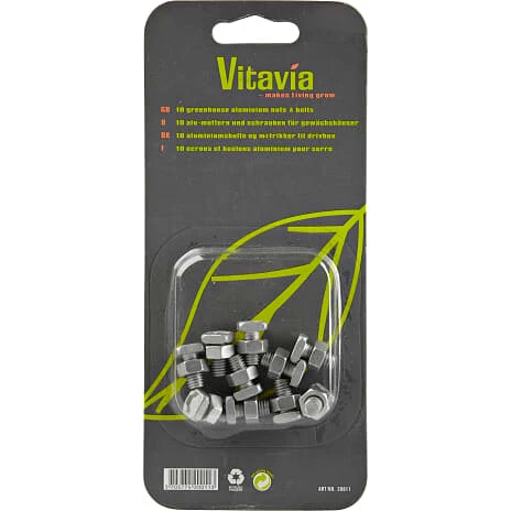 Universal bolte & møtrikker til drivhusprofiler, 10 stk