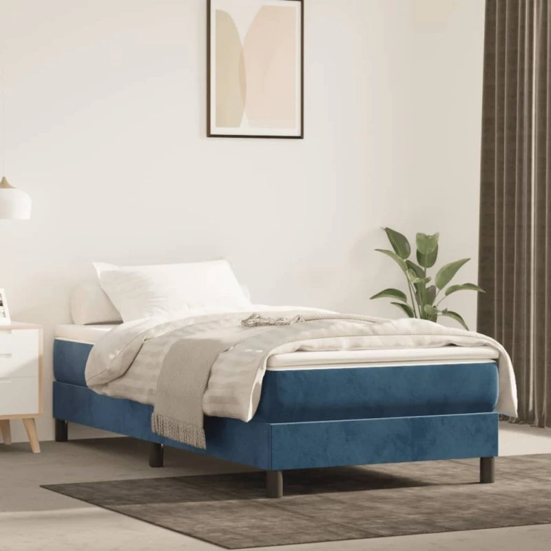 Boxspring sengeramme fløjl mørkeblå 100x200 cm