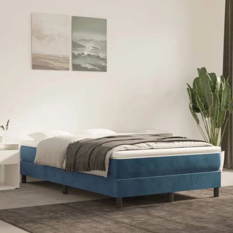 Boxspring sengeramme 120x200 Fløjl Mørkeblå
