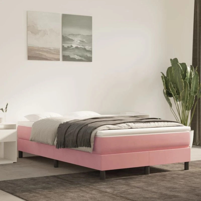 Boxspring sengeramme 120x200 cm i fløjl - Pink