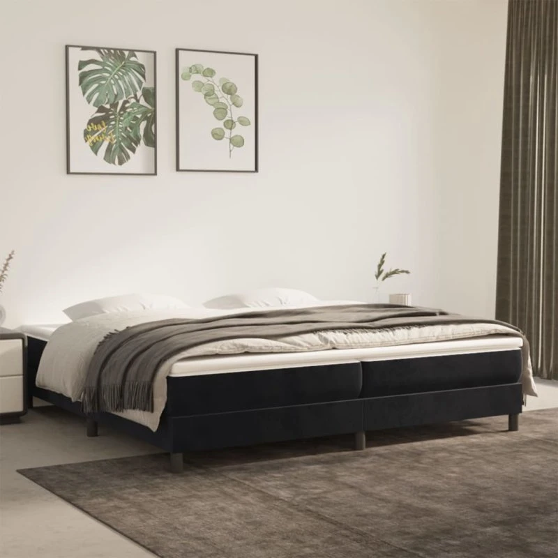 Boxspring sengeramme 200x200 cm fløjl – sort