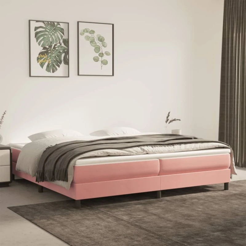 Boxspring sengeramme 200x200 cm fløjl - Pink