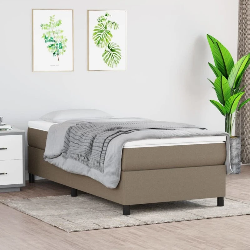 Boxspring sengeramme 90x190 cm i stof, gråbrun
