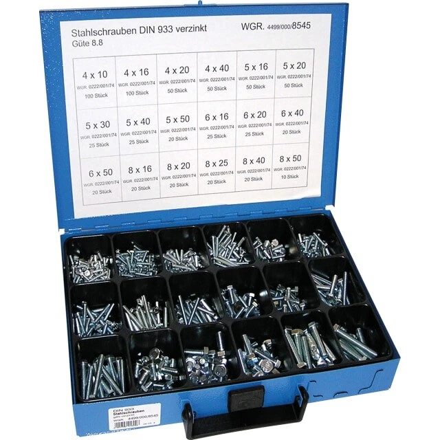 DIN 933 boltesortiment 650 stk - elforzinket (33x5x23 cm)