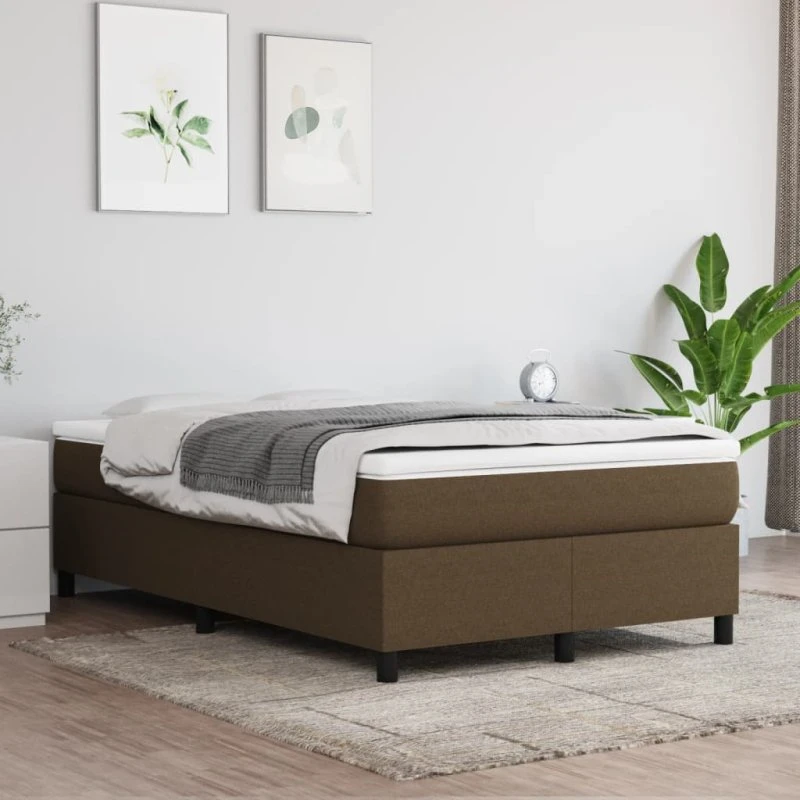 Boxspring sengeramme 120x200 cm mørkebrun stof