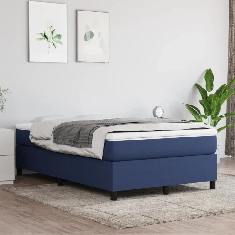 Boxspring sengeramme 120x200 cm i blåt stof