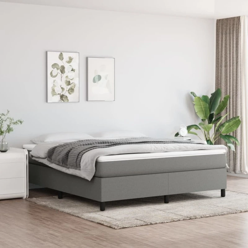 Boxspring sengeramme 160x200 cm - mørkegrå stof
