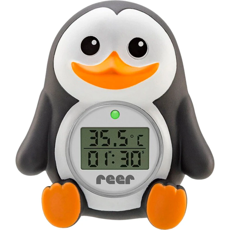 Reer Pingu badetermometer – sort/hvid/orange, 17 x 4.6 x 9.7 cm