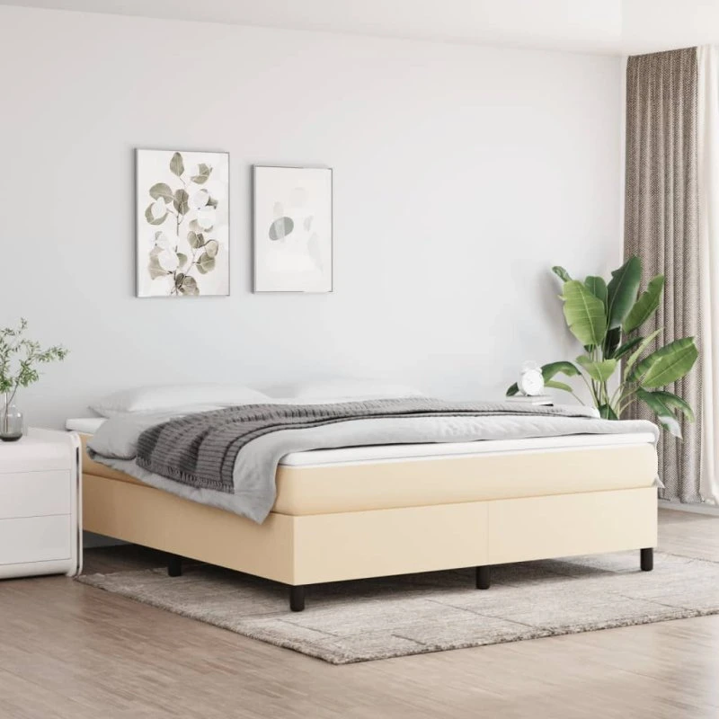 Boxspring sengeramme 180x200 cm i creme stof