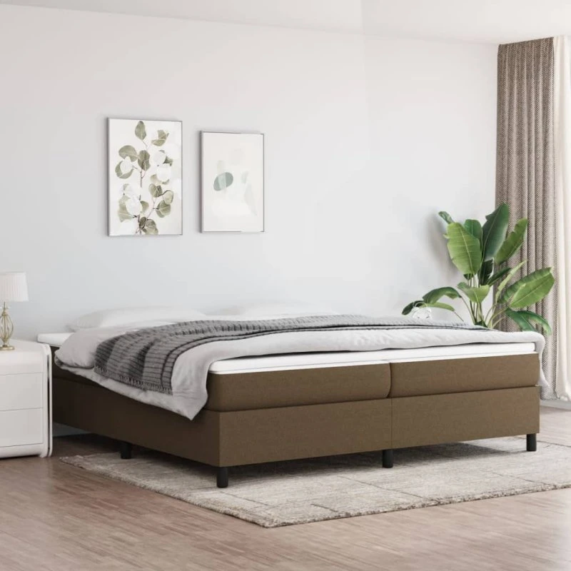 Boxspring sengeramme 200x200 cm stof mørkebrun