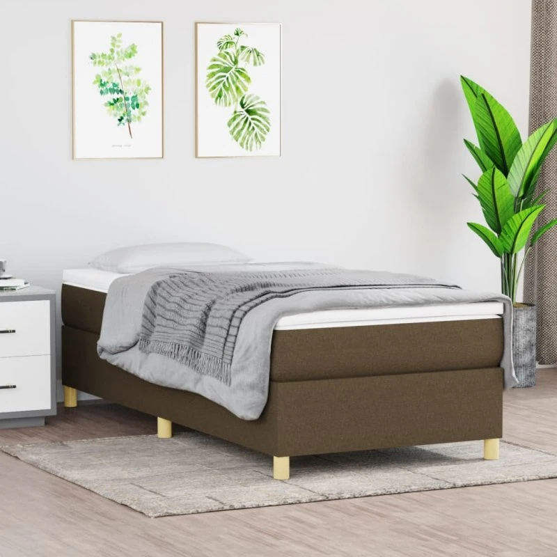 Boxspring sengeramme 100x200 cm i mørkebrun stof