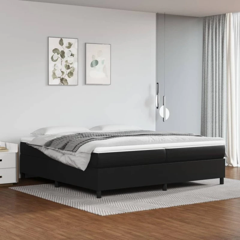 Boxspring sengeramme 200x200 cm i sort kunstlæder