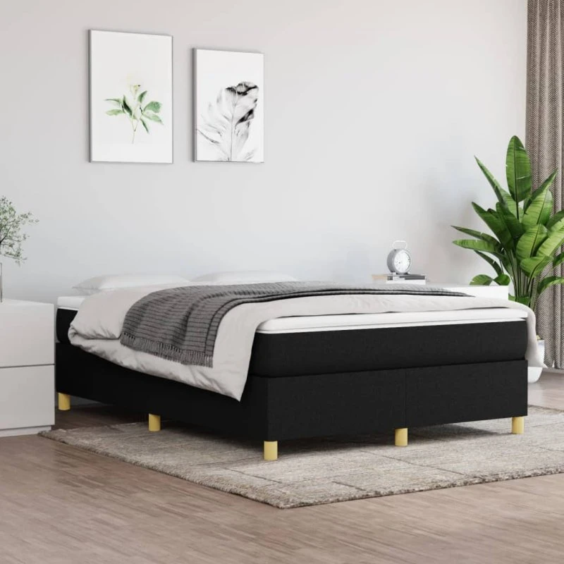Boxspring sengeramme 140x190 cm stof - sort