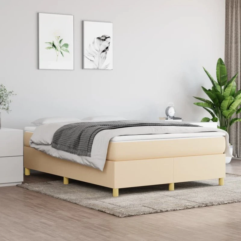 Boxspring sengeramme 140x190 cm stof - creme