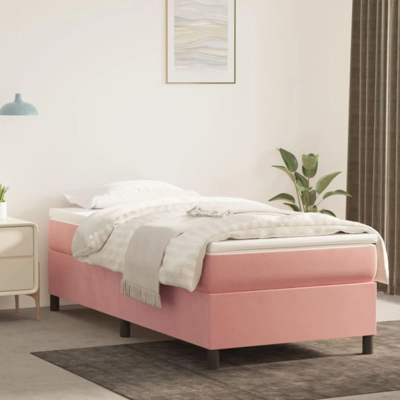 Boxspring sengeramme 100x200 cm fløjl - Pink