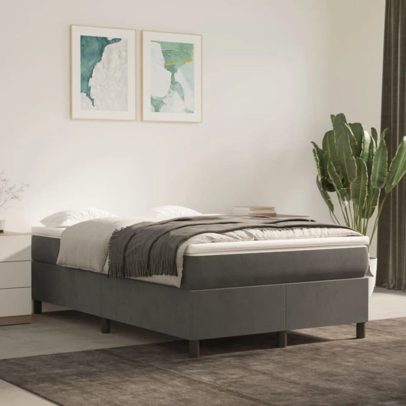 Boxspring sengeramme fløjl 120x200 cm mørkegrå