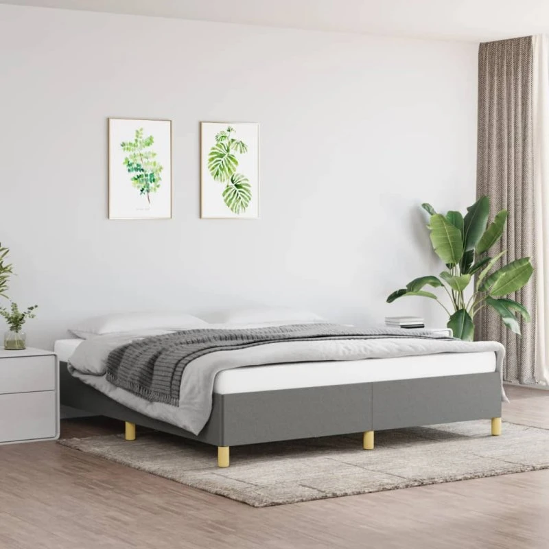 Boxspring sengeramme 180x200 cm stof mørkegrå