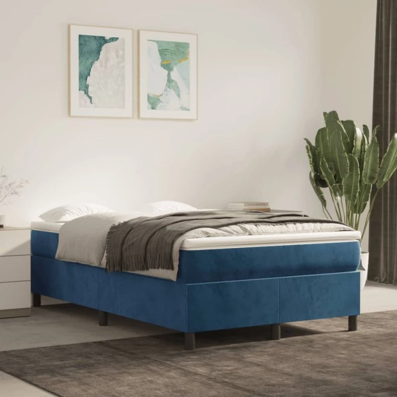 Boxspring sengeramme 120x200 cm mørkeblå fløjl