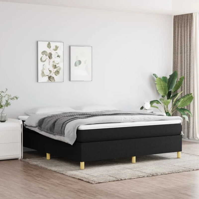 Boxspring sengeramme 180x200 cm stof sort (uden madras)