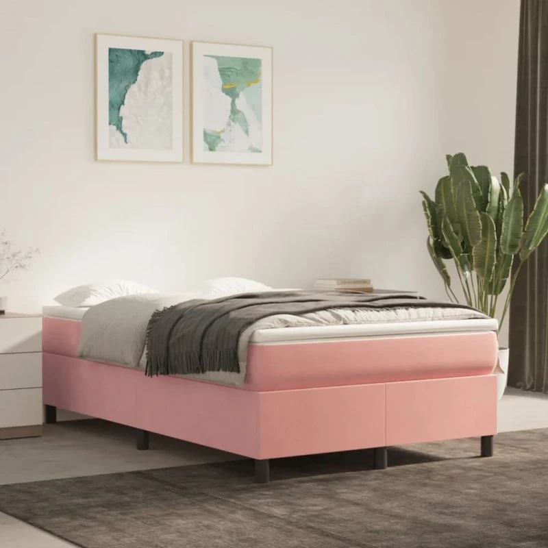 Boxspring sengeramme 120x200 cm fløjl - pink