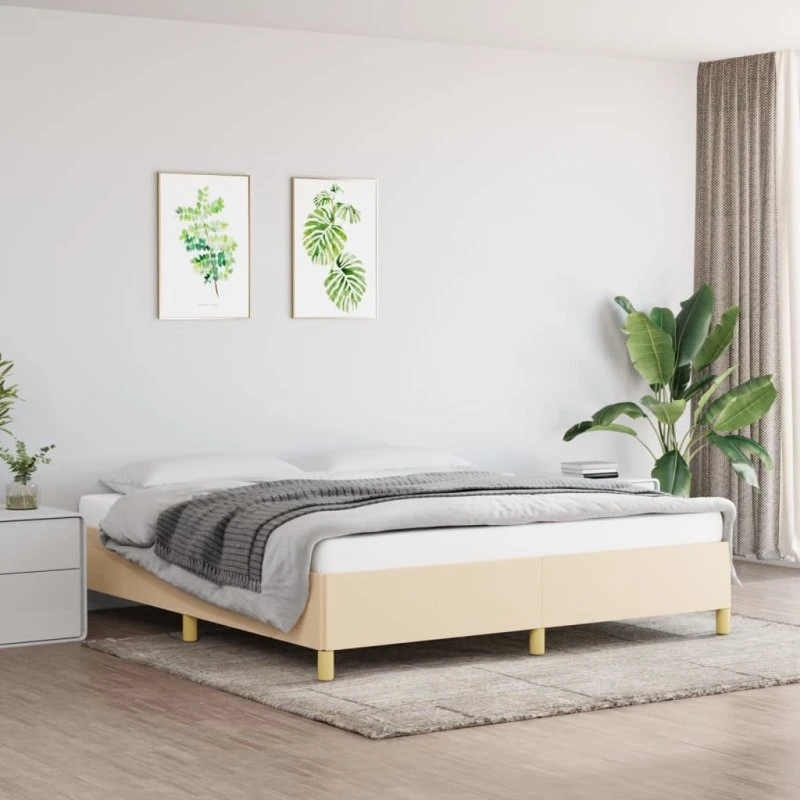 Boxspring sengeramme 180x200 cm i creme stof