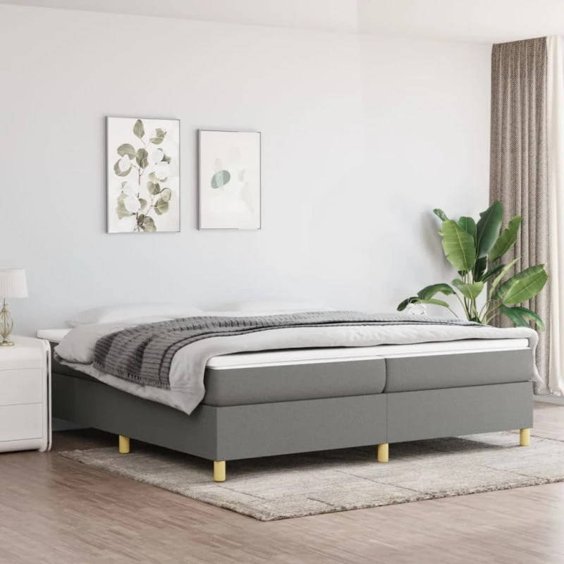 Boxspring sengeramme 200x200 cm - mørkegrå stof