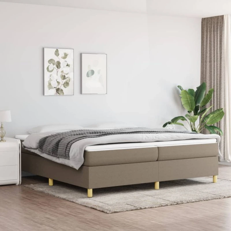 Boxspring sengeramme 200x200 cm - gråbrun stof