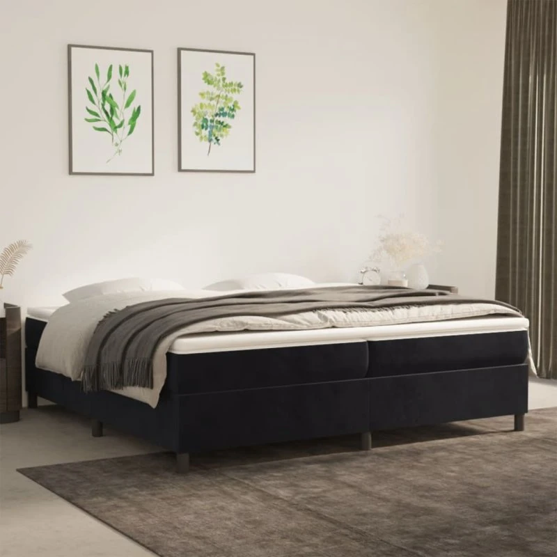 Boxspring sengeramme 200x200 cm - Sort fløjl