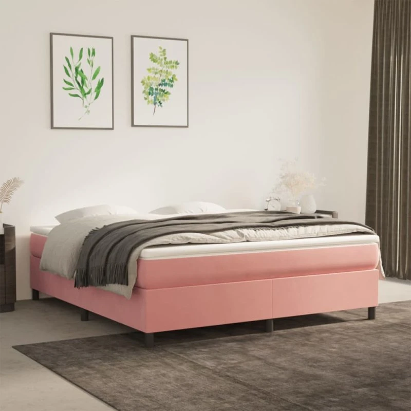 Boxspring sengeramme 160x200 cm i fløjl – pink