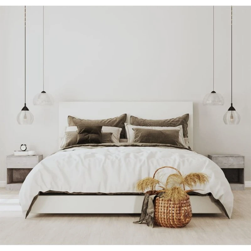 Sengeborde 2 stk. med skuffe i betongrå