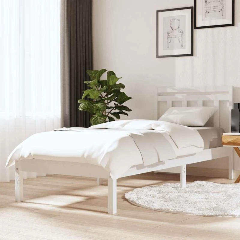 Sengeramme 100x200 cm i massivt fyrretræ - hvid