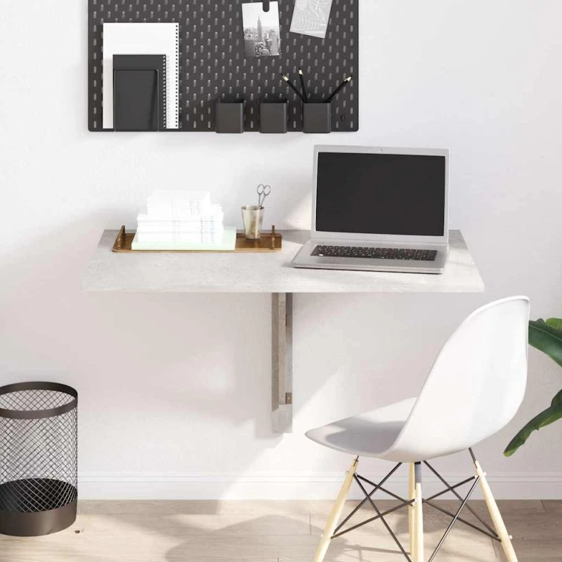 Væghængt klapbord 100x60 cm – betongrå, foldbart