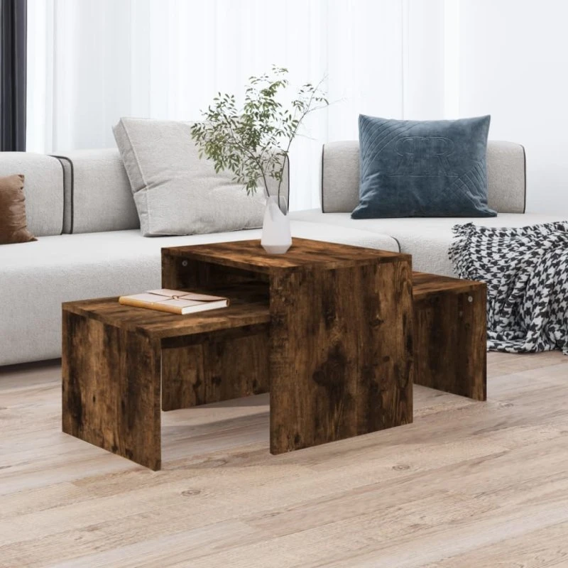 Sofaborde 3 dele 100x48x40 cm – røget egetræ