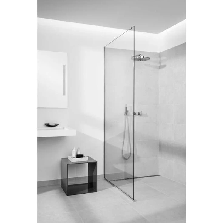Unidrain GlassLine brusevæg 100 cm – klart glas