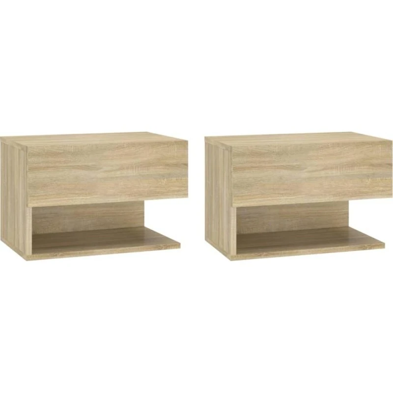 Væghængte sengeborde 2 stk. – Sonoma-eg