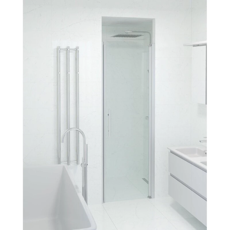 Vänern Brusedør 6 mm klar glas, børstet aluminium H198