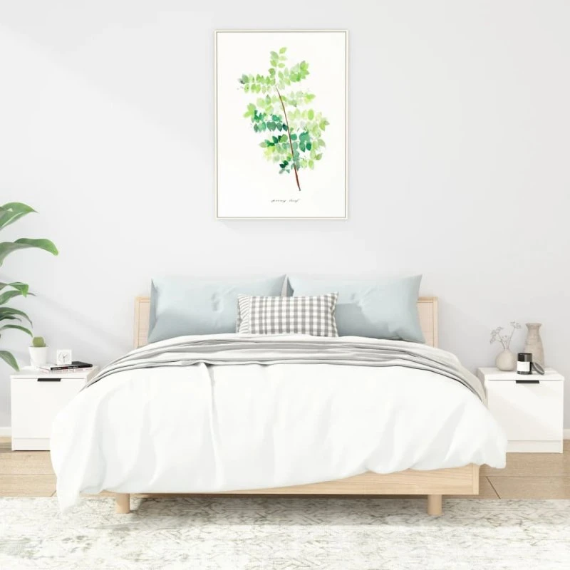 Sengebord 2 stk. 40x39x40 cm hvid — natbord sæt