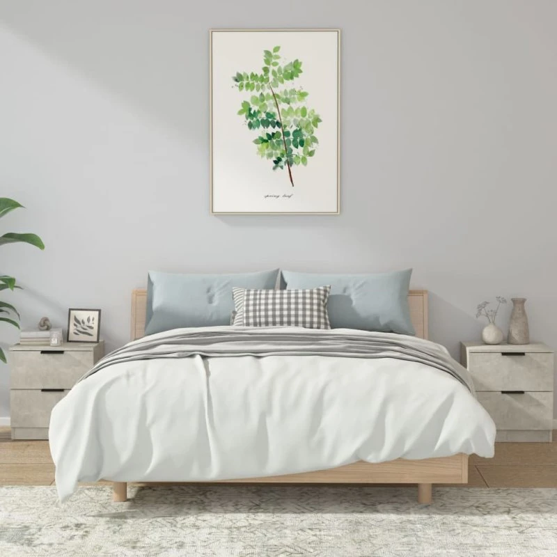 Sengeborde 2 stk. i konstrueret træ – Betongrå