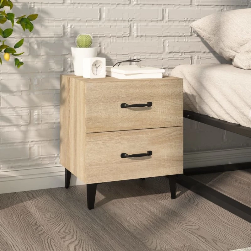 Sengebord sonoma-eg 40x35x47,5 cm – industrielt natbord