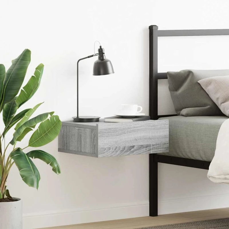 Væghængt natbord 40x30x15 cm - Grå Sonoma, konstrueret træ