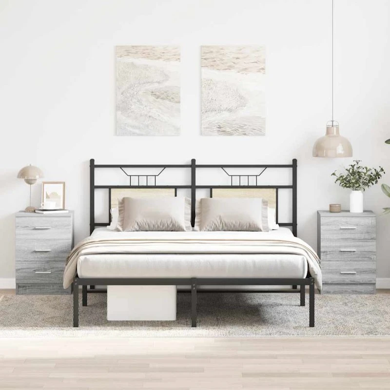 Sengeborde 2 stk. 38x35x56 cm – Sonoma-eg grå
