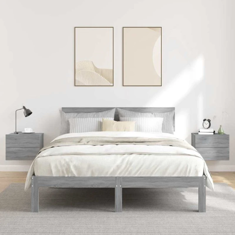 Sengeborde 2 stk. 40x30x30 cm – Grå Sonoma-eg