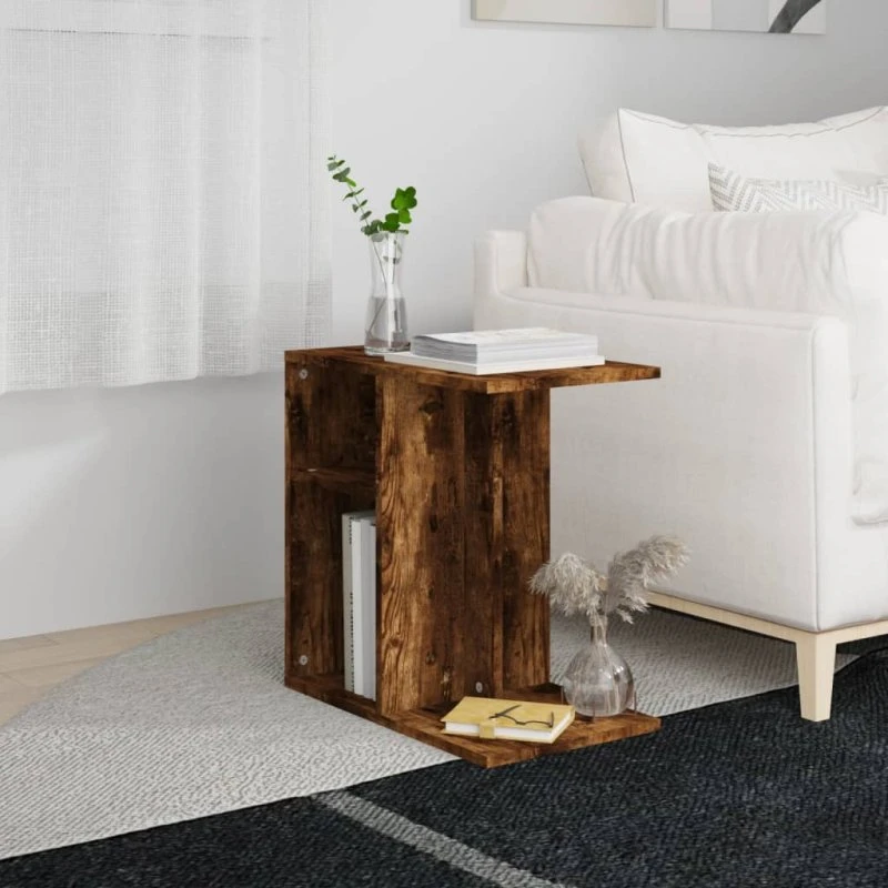 Sidebord 50x30x50 cm, røget egetræsfarve - konstrueret træ