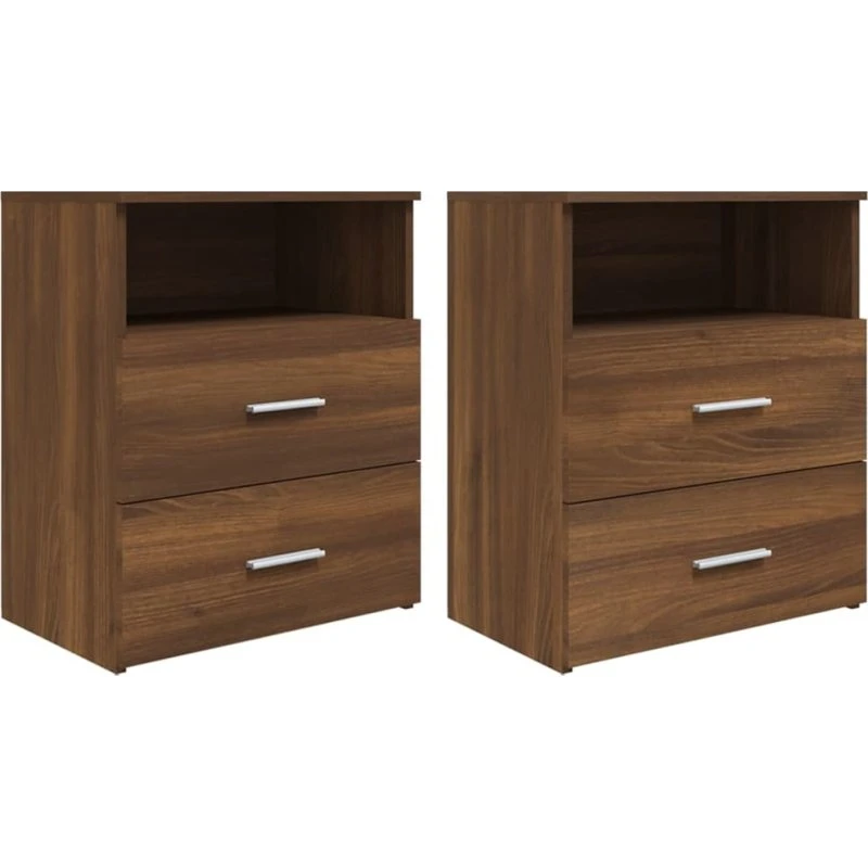 Sengeborde 2 stk. 50x32x60 cm – Brun egetræsfarve