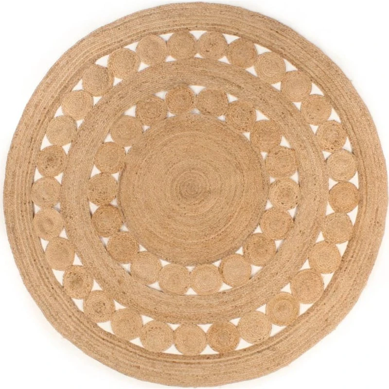 Rund jute-tæppe, flettet design 240 cm