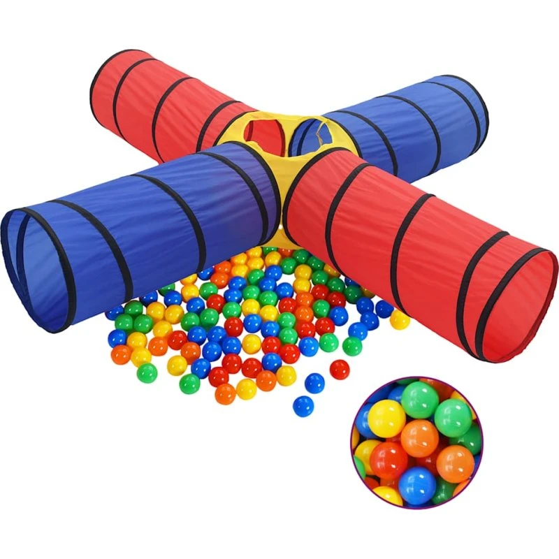 Legetunnel med 250 bolde – flerfarvet polyester