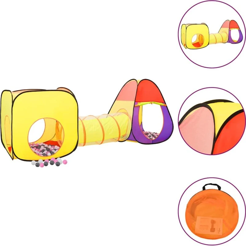 Legetelt 3-i-1 med 250 bolde | 255×80×100 cm flerfarvet