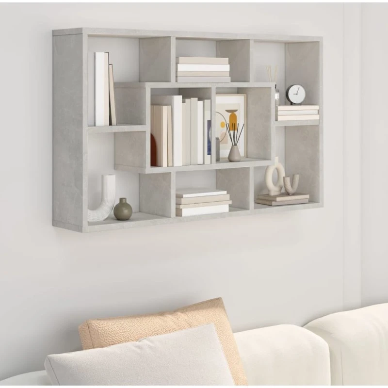 Væghylde 85x16x52,5 cm konstrueret træ – betongrå
